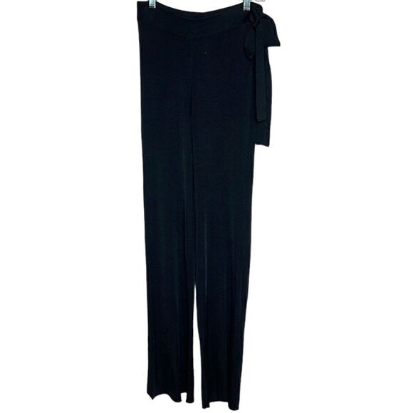 Herve Leger Paris Rayon Long Side Tie Black Pants. Size Medium. NWT. - Picture 1 of 11
